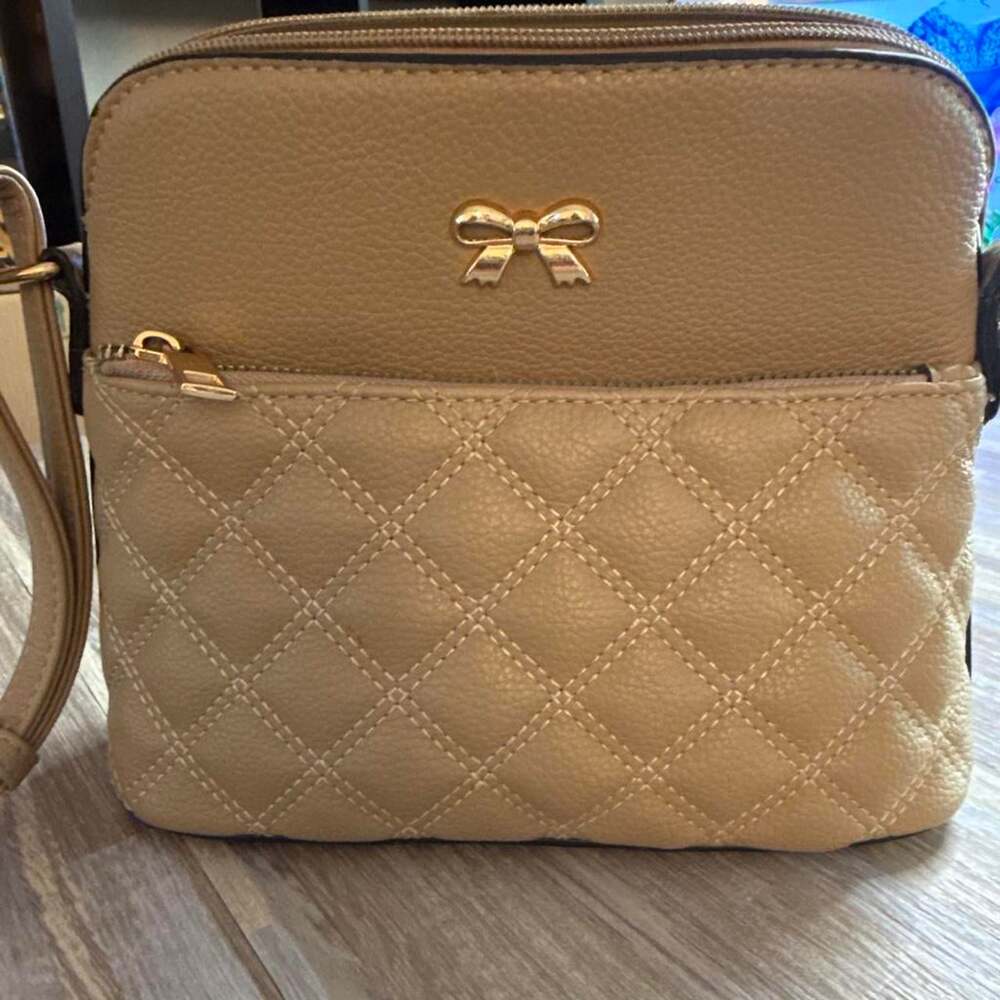 Cream Quilted Crossbody Bag With 1160